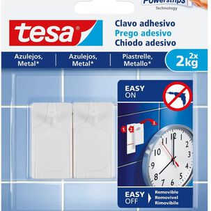 Tesa Clavos Adhesivos Powerstrips Azulejos / Vidrio 2kg 2un.